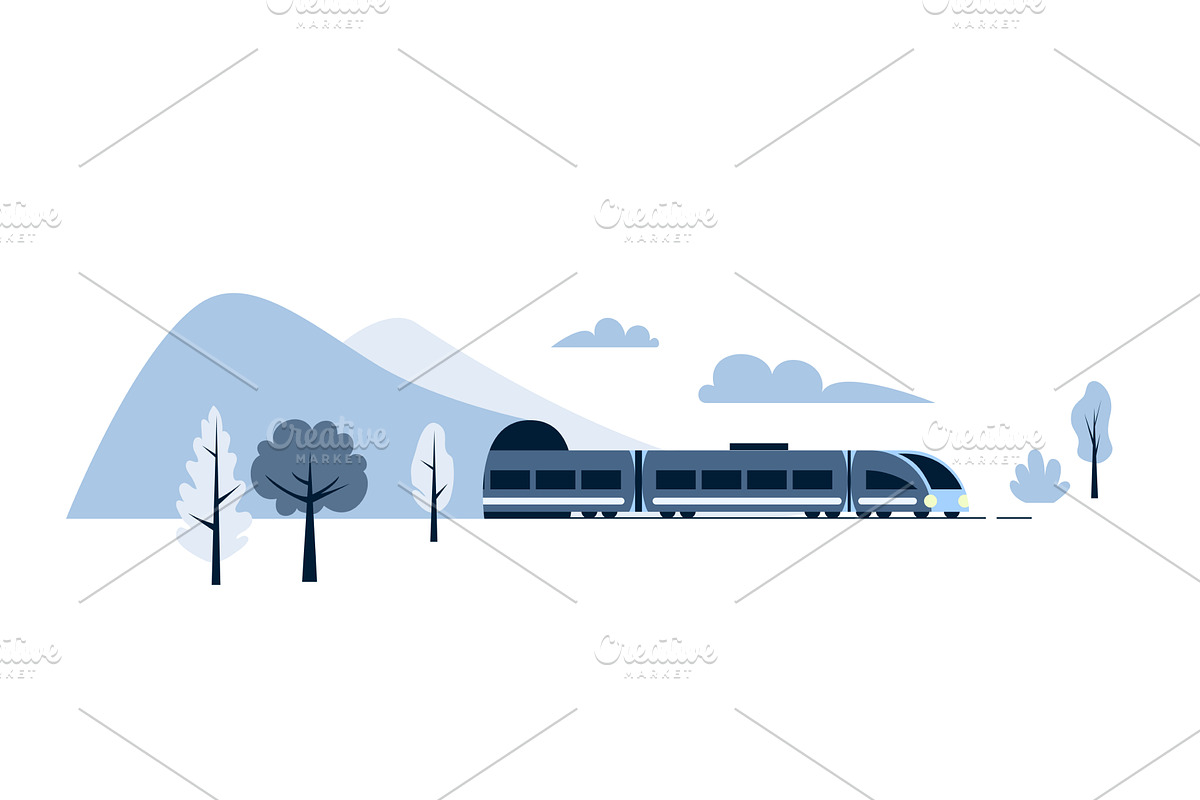 Train transport vector illustration, a Transportation Illustration by Zaie