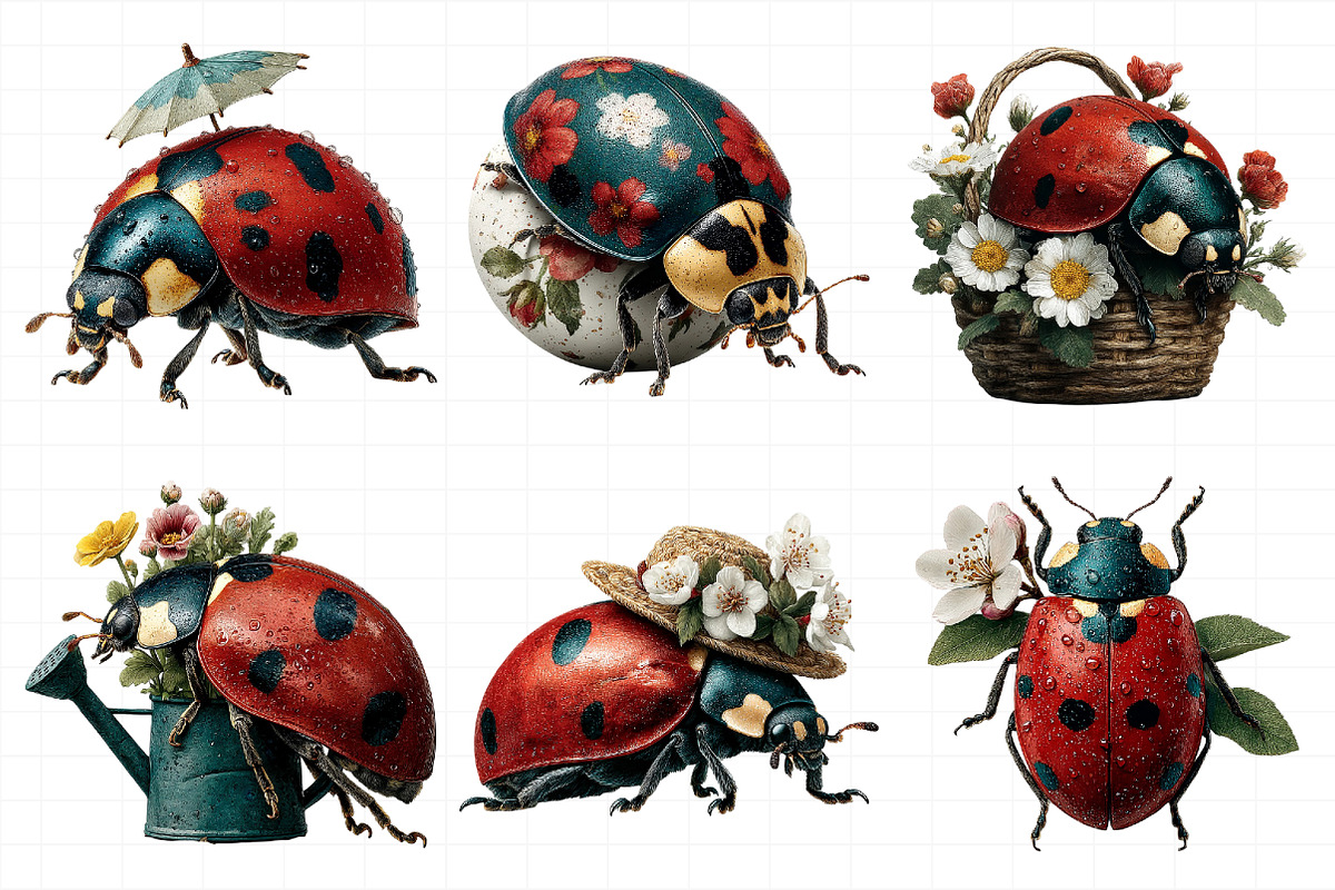 Whimsical Ladybug Spring Set Clipart, an Illustration by Daily.Designs (Photo 5 of 7)
