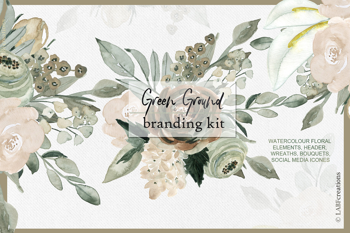 Green ground. Watercolor flowers, an Illustration by LABFcreations (Photo 10 of 10)