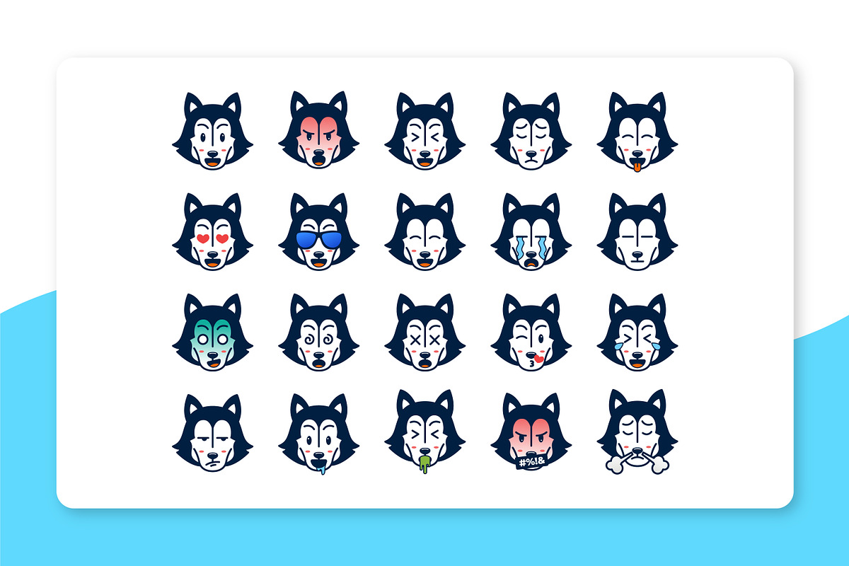 Cute Husky Emoticon, an Emoji Icon by yellowline (Photo 2 of 3)