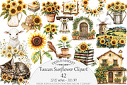 Watercolor Tuscan Sunflower Clipart, a Seasonal Illustration by Design Market (Thumbnail 1 of 5)