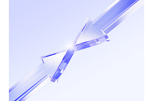 Blue glass 3d arrows pointing, a Technology Illustration by Marozhkastudio