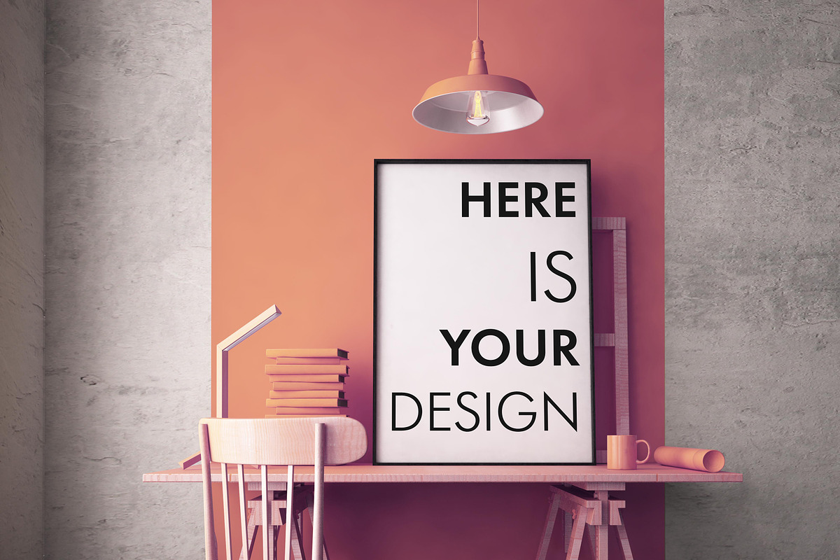 3 color interior with mockup poster, a Print Template by FilL239 (Photo 3 of 4)