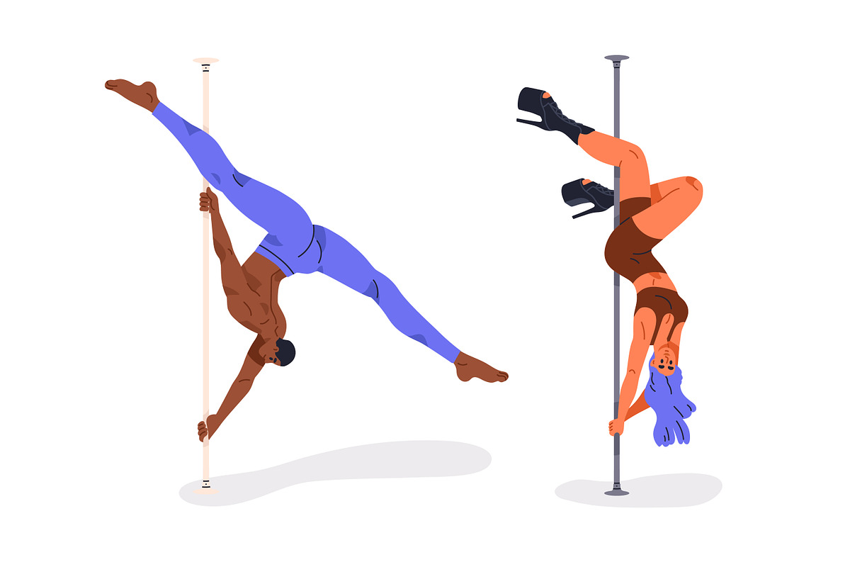 Sexy dancers perform pole dance set, a Person Illustration by Good Studio (Photo 4 of 7)