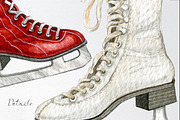Watercolor ice skates clipart, a Decorative Illustration by yana.fefelova (Thumbnail 3 of 4)