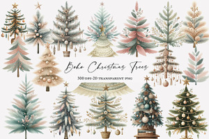 Watercolor Boho Christmas Trees, an Illustration by Designworld