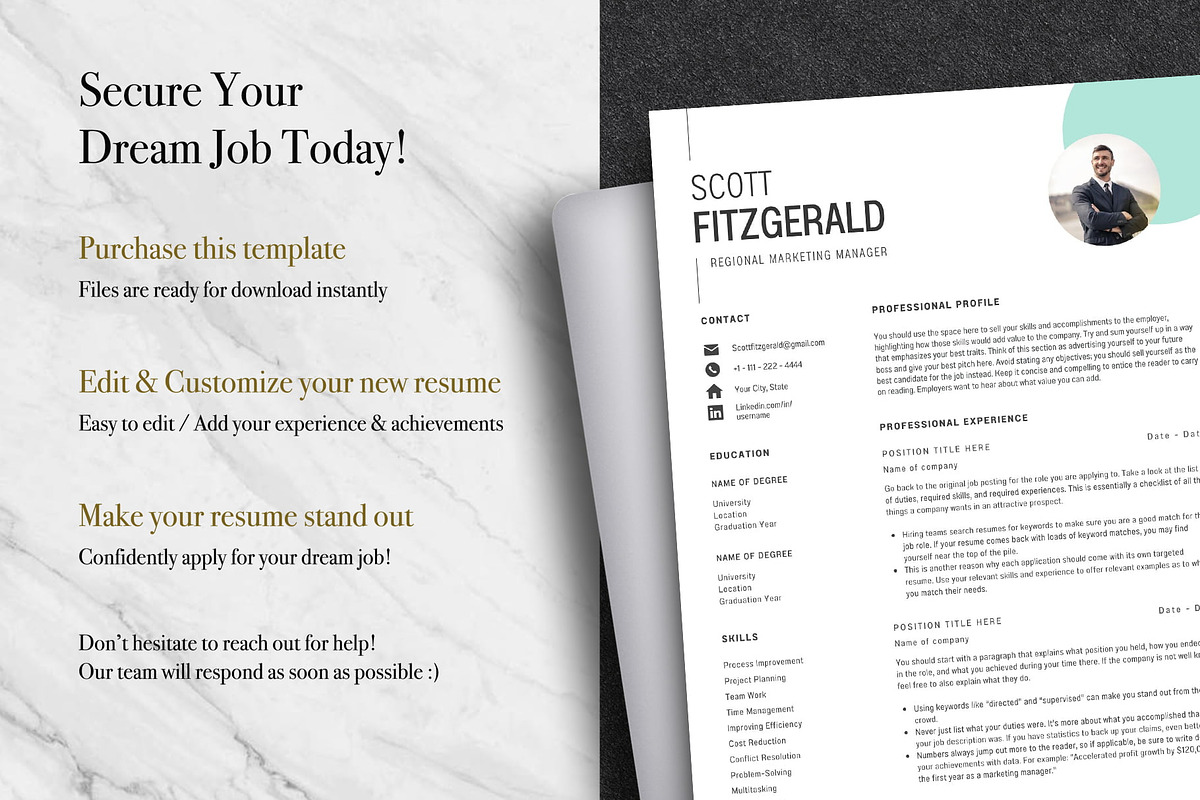 Clean Resume Template Pack | Canva, a Resume Template by Lux Resume (Photo 9 of 9)