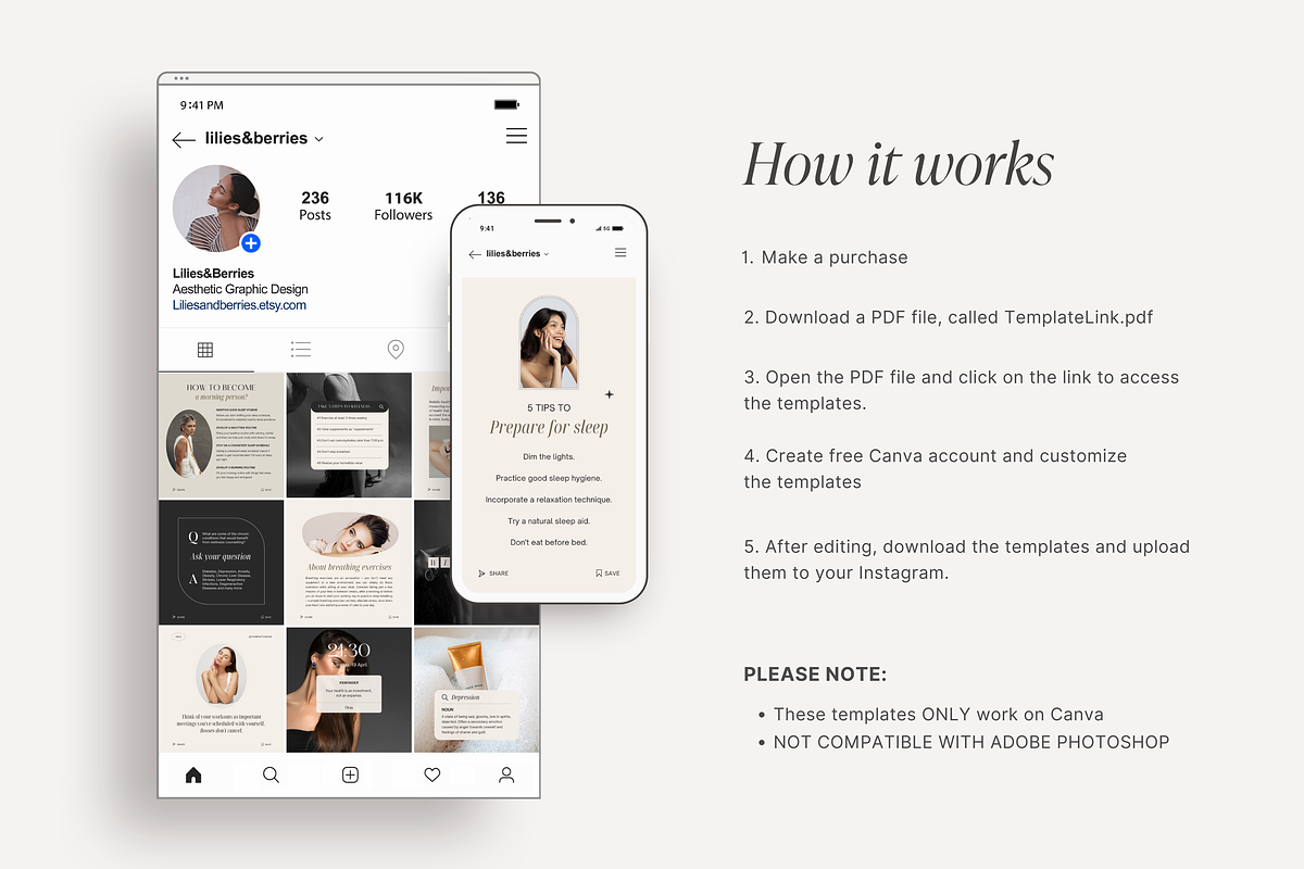 Health & Wellness Instagram Template, a Social Media Template by LiliesandBerries (Photo 4 of 21)
