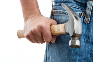 Close up of a man holding a hammer, a Person Photo by MistyDay