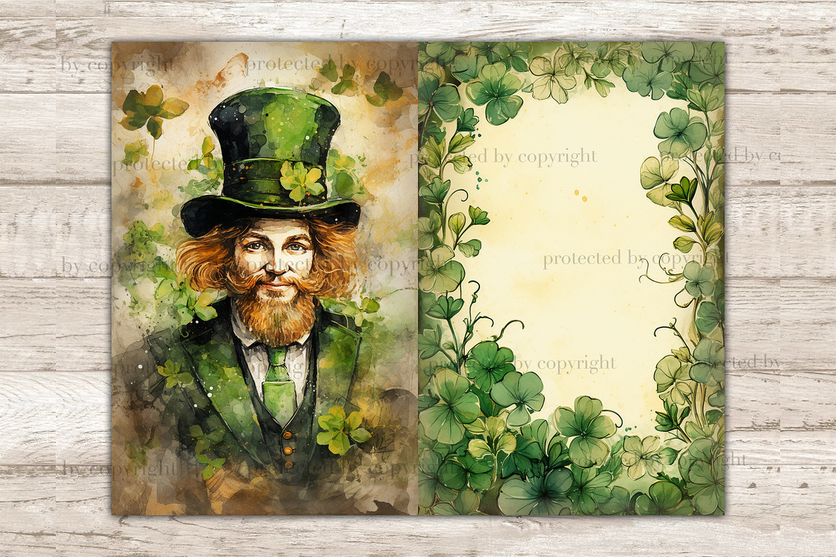 St. Patrick's Day Junk Journal Pages, a Seasonal Illustration by GlamArtZhanna (Photo 6 of 10)