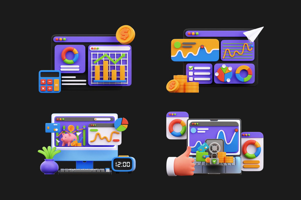 3D Business Dashboard, an Object 3D Model by Rakata Studio (Photo 3 of 4)