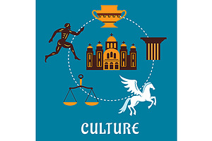 Culture Greece Concept With Flatl Ic