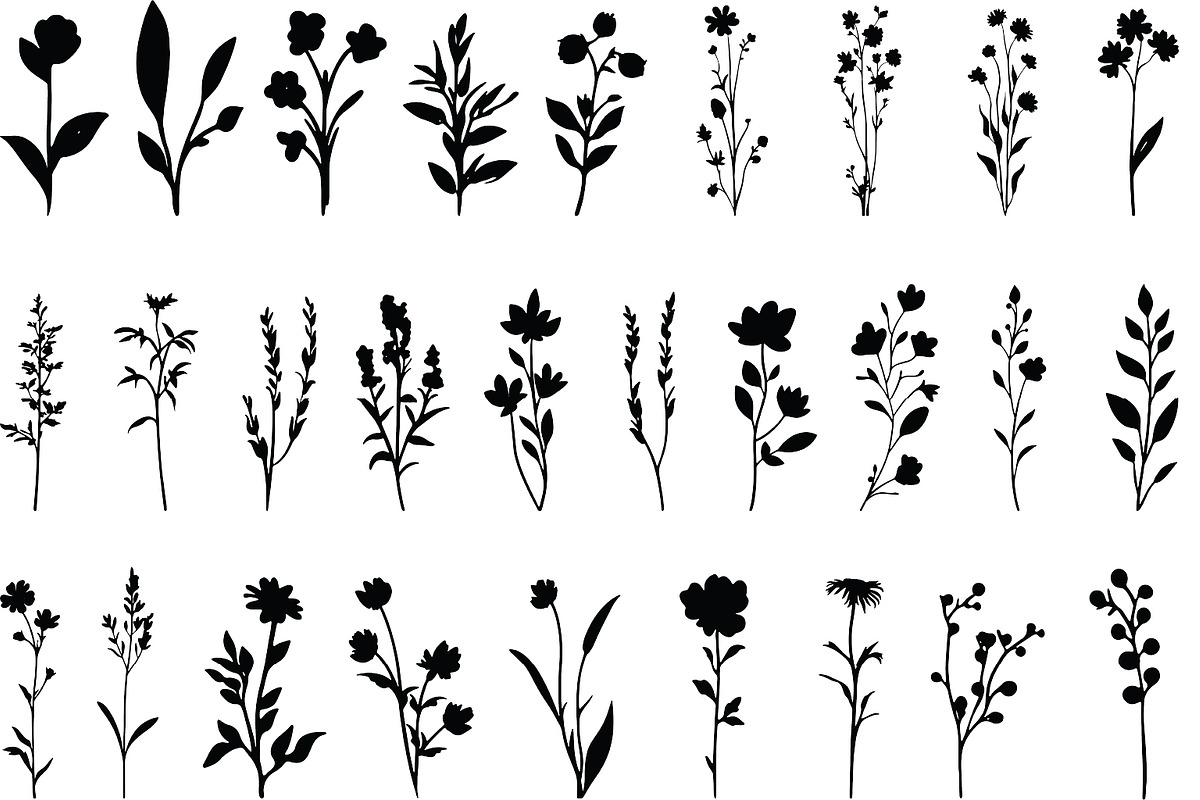 Wildflowers Silhouette - Vector AI, an Object Graphic by DesignBTF (Photo 3 of 7)