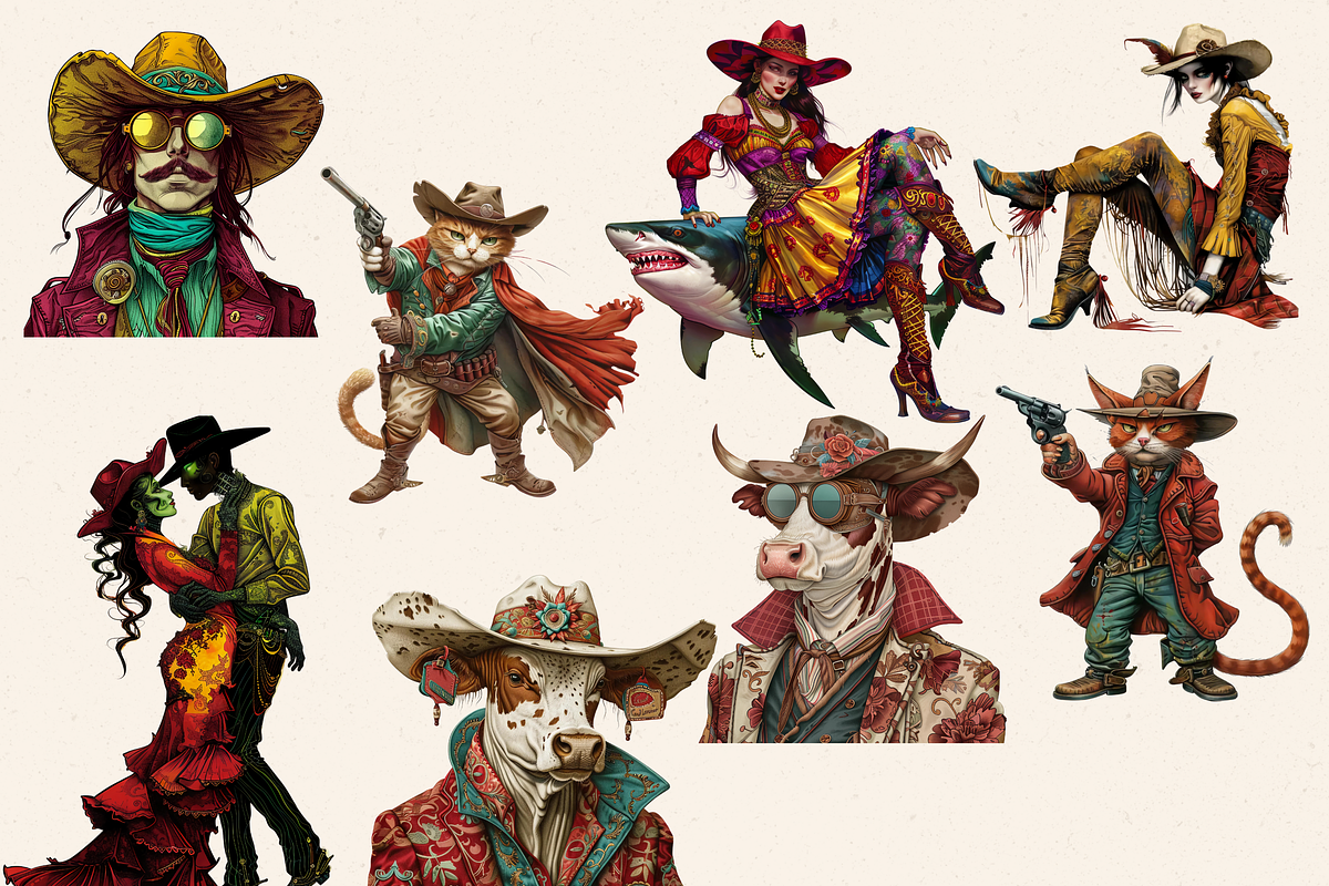 SURREAL WILD WEST FANTASIES CLIPART, a Person Illustration by Daring Digies (Photo 6 of 10)