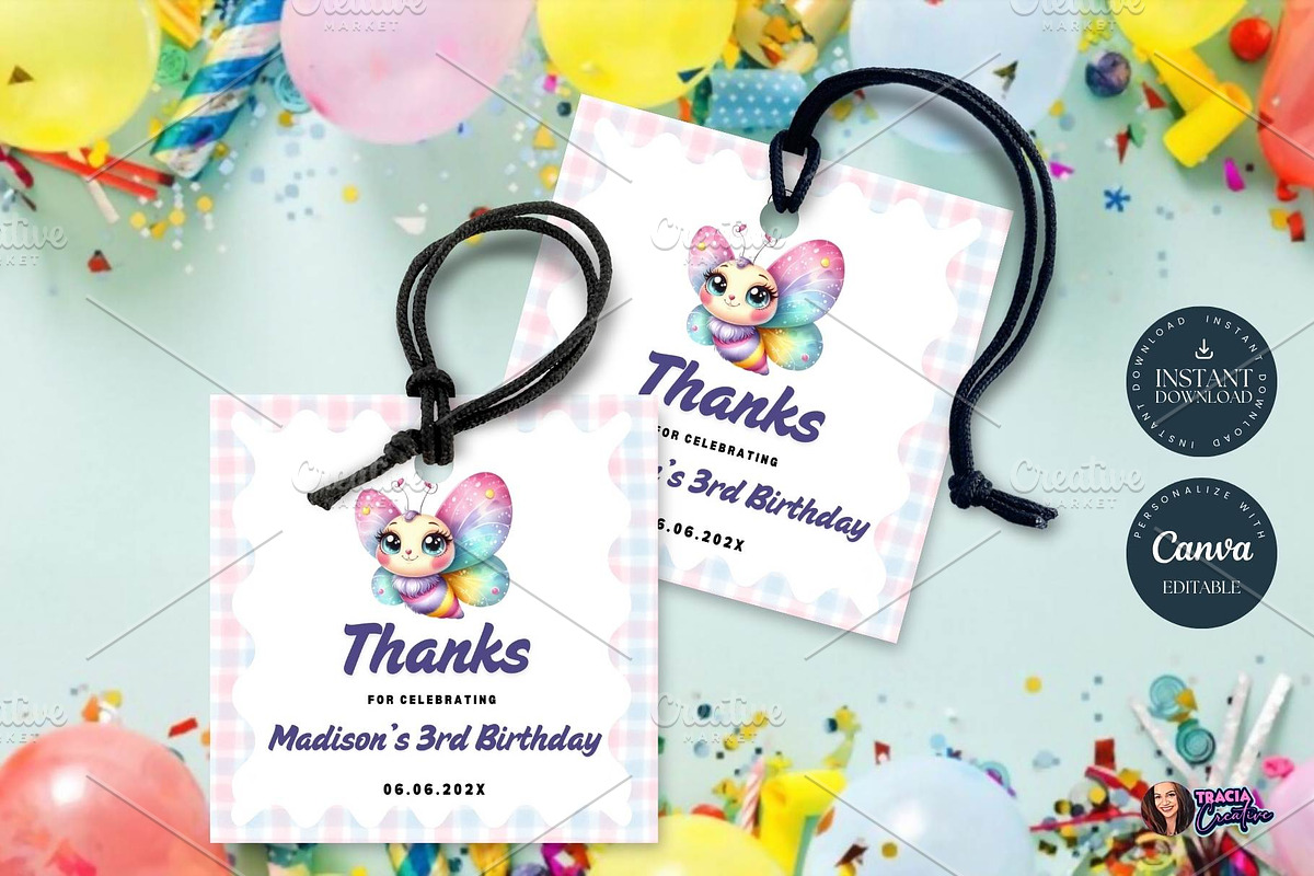 Pastel Butterfly Thank You Tag, an Invitation Template by Tracia Creative (Photo 1 of 4)