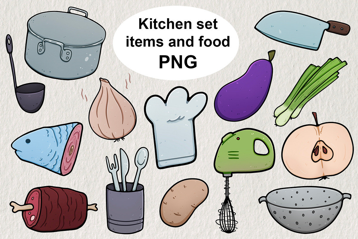 Kitchen set items and food 44 PNG, a Food Illustration by LOKSKIH (Photo 1 of 7)
