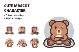 6 Cute Bear Mascot Characters Logo, a Branding & Logo Template by Artnivora.Std