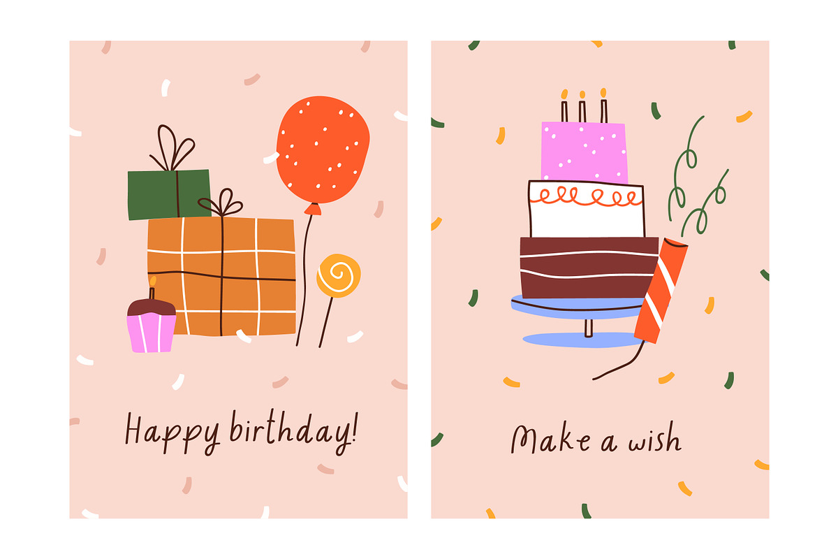 Happy birthday cards designs set, an Object Illustration by Good Studio (Photo 8 of 17)