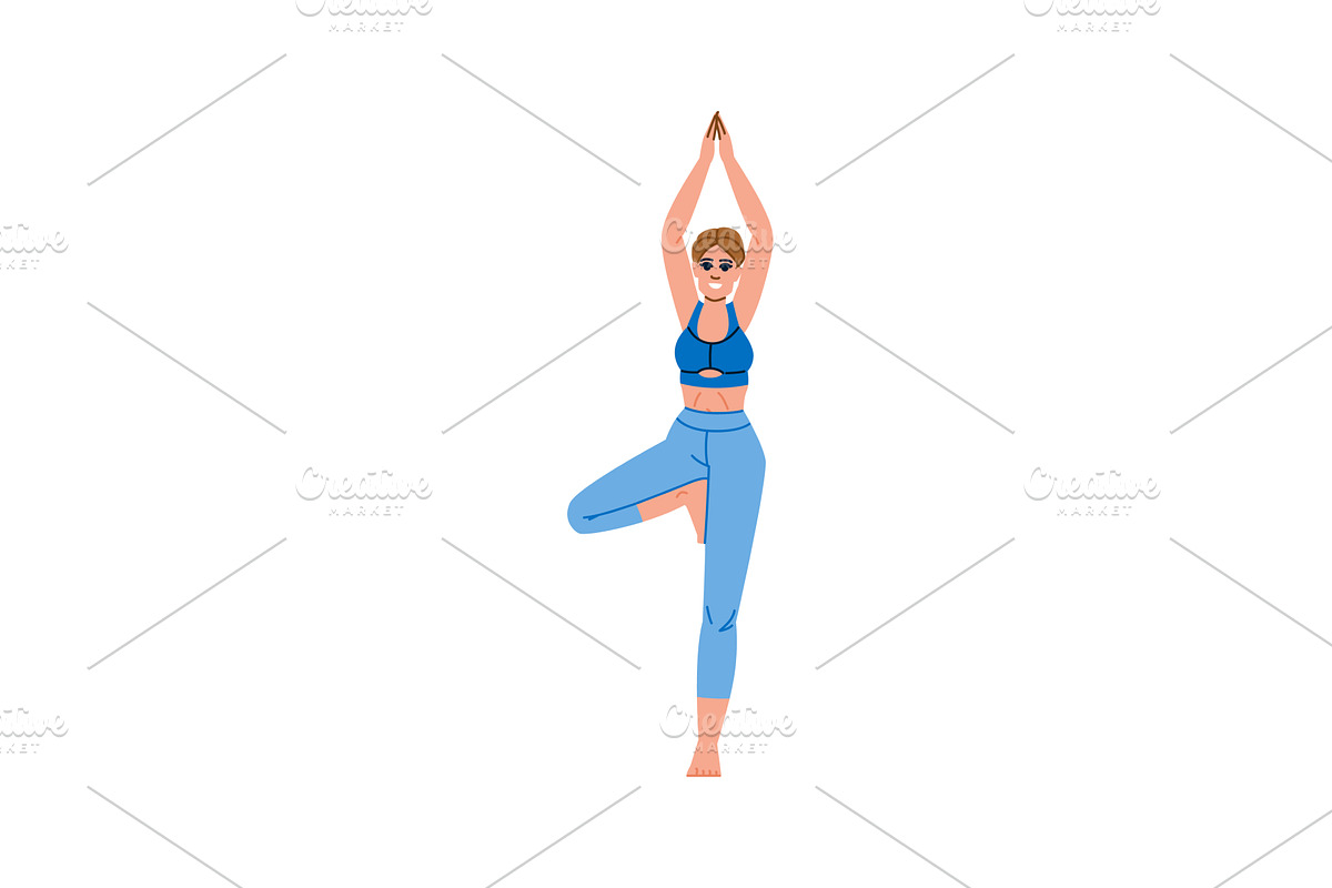 Young woman practicing yoga in tree, a Person Illustration by pikepicture