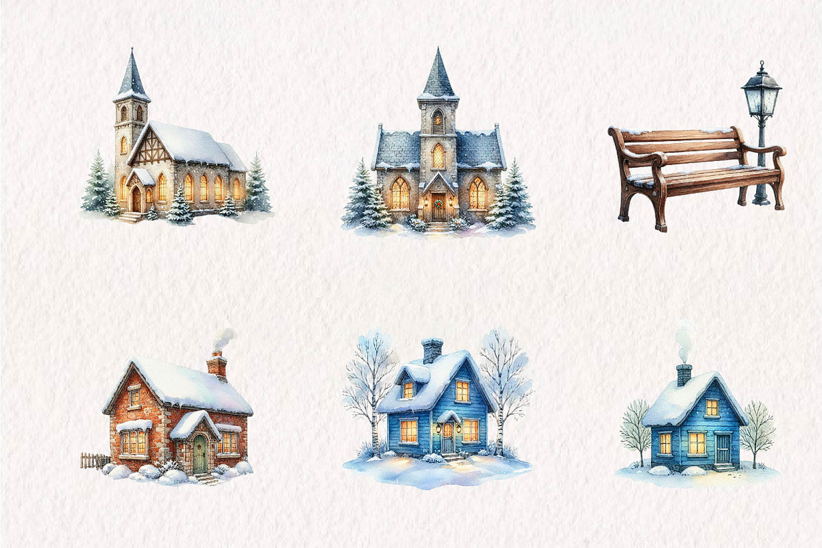 Little Town Winter Compositions PNG, a Seasonal Illustration by CreationArt (Photo 4 of 7)