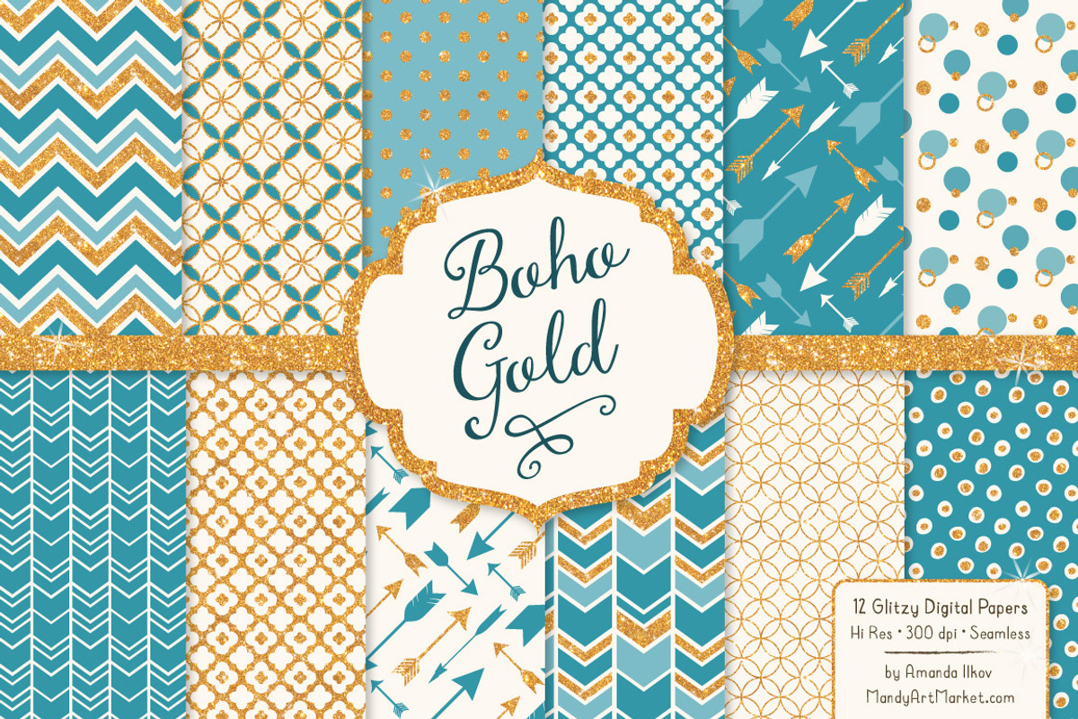 Vintage Blue Glitter Patterns, a Pattern Graphic by Amanda Ilkov (Photo 1 of 3)