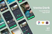 Vesta Dark Travel Booking App UI Kit, an UI Kit Template by uicube (Thumbnail 1 of 6)