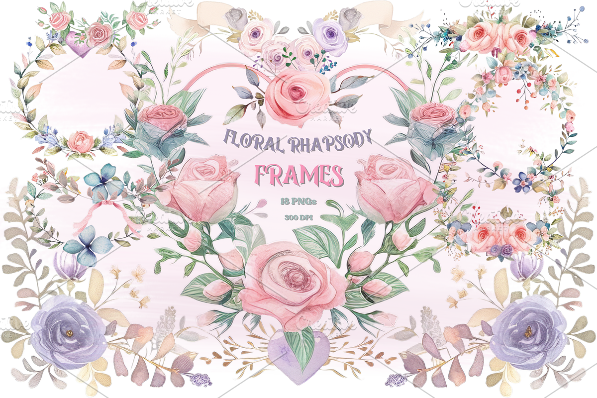 FLORAL RHAPSODY | 18 Wreath CLIPARTS, a Decorative Illustration by RefinedFantasyStudio (Photo 1 of 4)