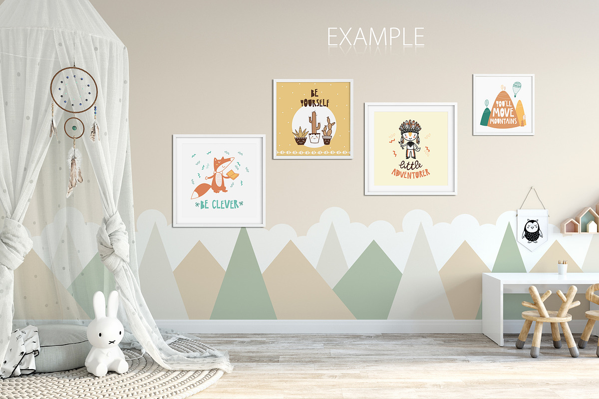 KIDS WALL & FRAMES Mockup Bundle - 4, a Product Mockup by Yuri-U (Photo 12 of 38)