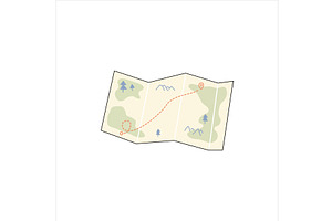 Map with marked travel route, a Transportation Illustration by Mila Di Art