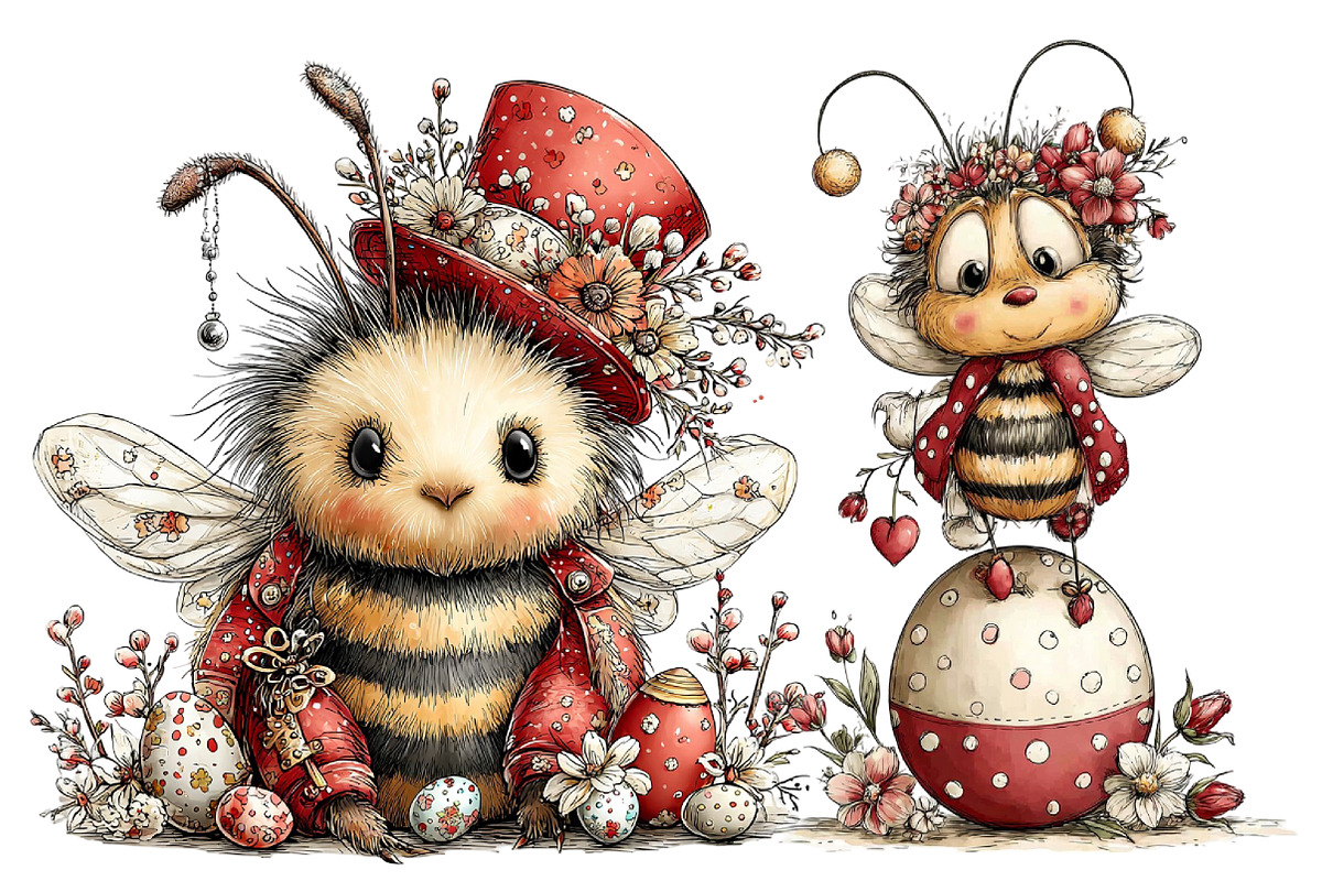 Whimsical Easter Bee Clipart, an Illustration by Designworld (Photo 3 of 6)