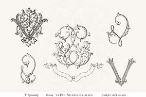 Antique Vintage Monogram Initial V