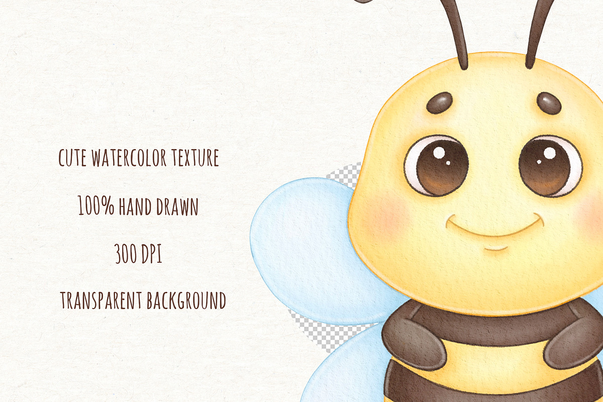 Cute Honey Bee Watercolor Clipart, an Illustration by ekossa_art (Photo 5 of 5)