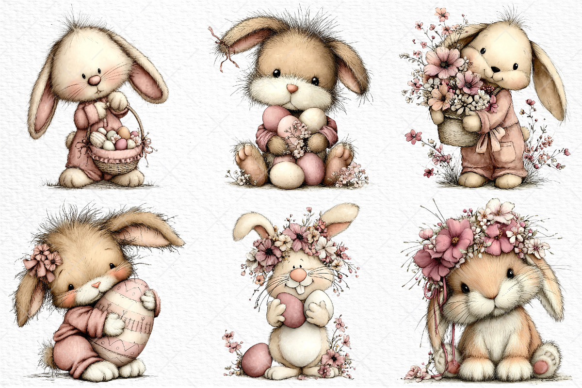 Whimsical Easter Bunny Clipart, an Illustration by Craft Nest (Photo 5 of 11)