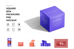 Square Box Mockup, a Packaging Mockup by Ram Studio LLC