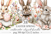 Easter Clipart Spring Bunnies, an Illustration by Designking (Thumbnail 1 of 5)