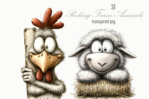Whismical Peeking Farm Animals PNG, a Seasonal Illustration by Designking