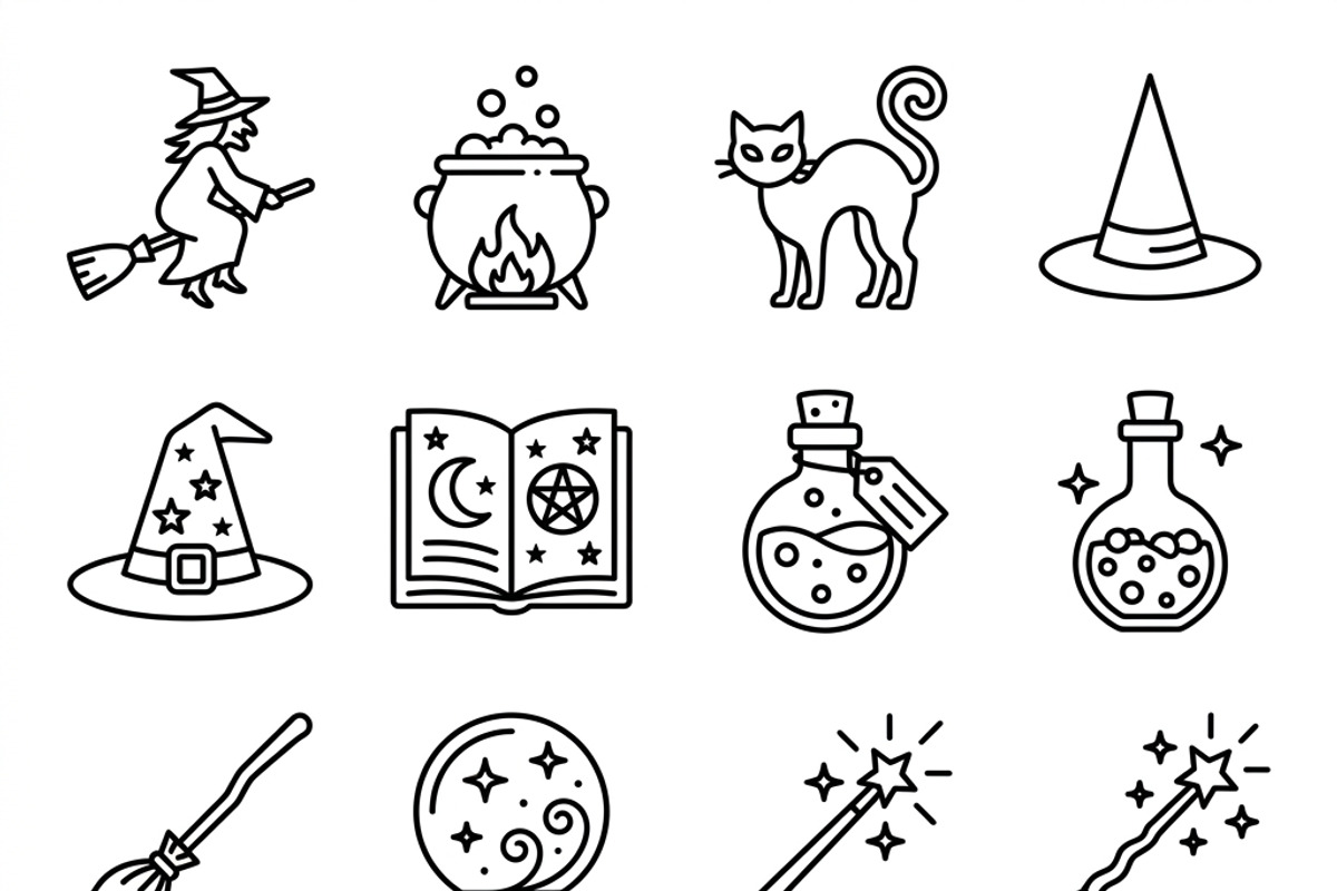 19 Witch Halloween Icon Set, an Outline Icon by adenpinkstore (Photo 2 of 9)