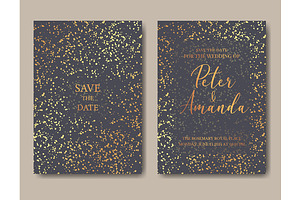 Golden wedding invitation template
