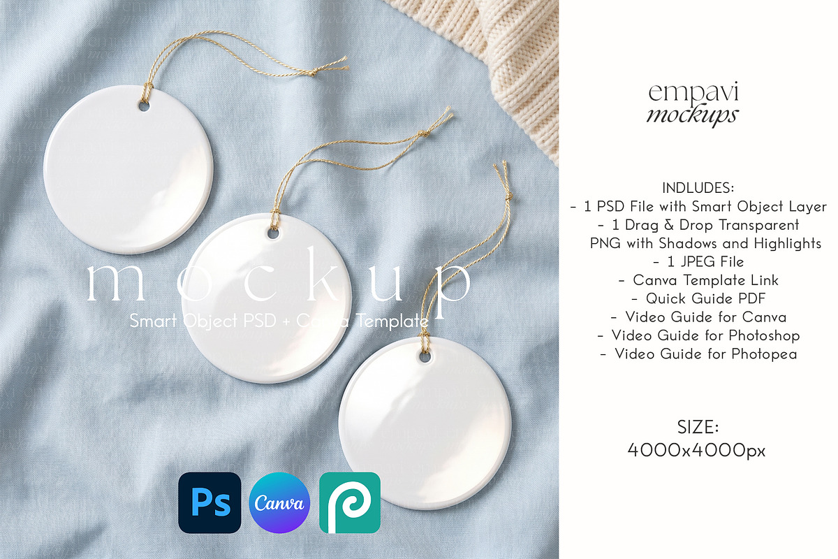 Ceramic Ornament Mockup Set of 3, a Household Mockup by EmpaviMockups (Photo 1 of 5)