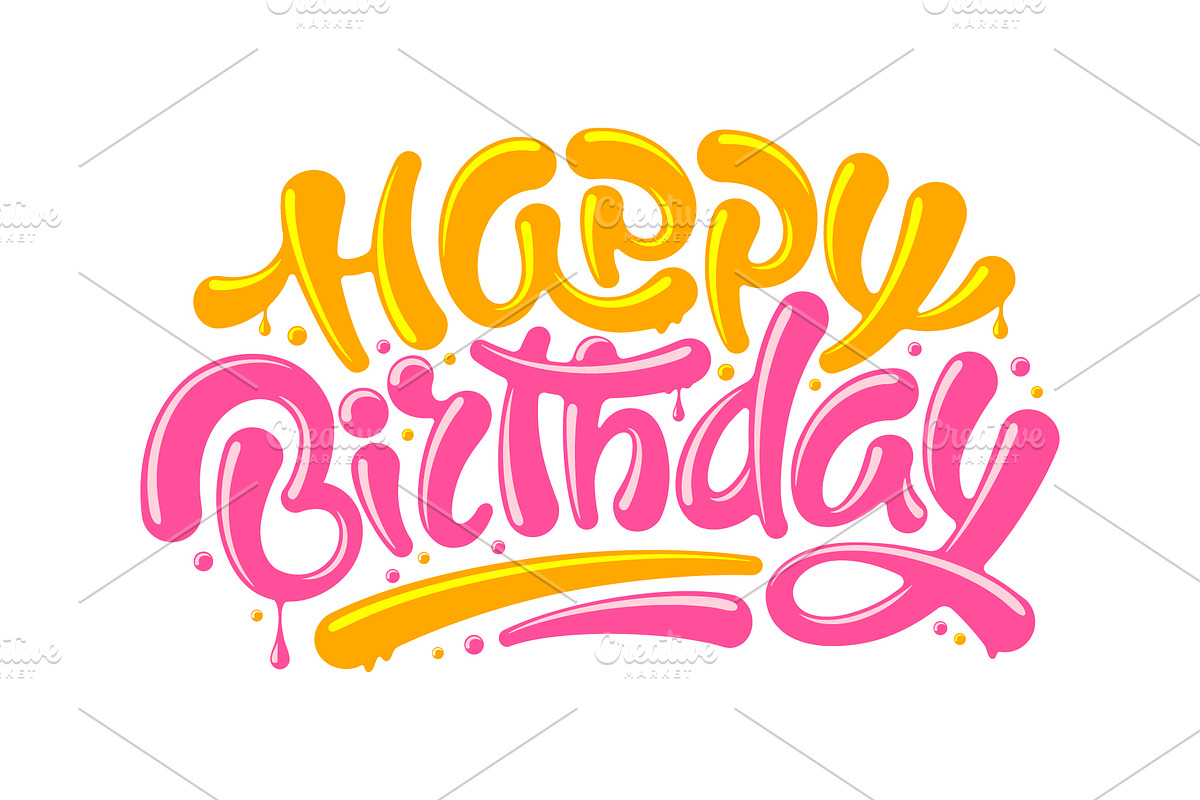 Happy Birthday Lettering Design, a Decorative Illustration by Vector beauty (Photo 3 of 3)