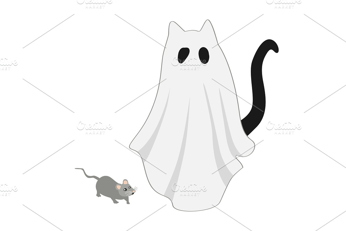 Funny Halloween black cat in white, an Animal Illustration by Toltemara