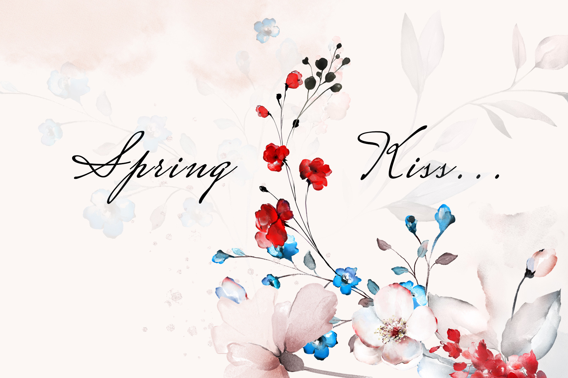 Spring Kiss - watercolor collection, a Work Illustration by Lisima ...