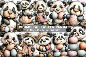 Whimsical Easter Panda Clipart, an Illustration by Sublimation Artist
