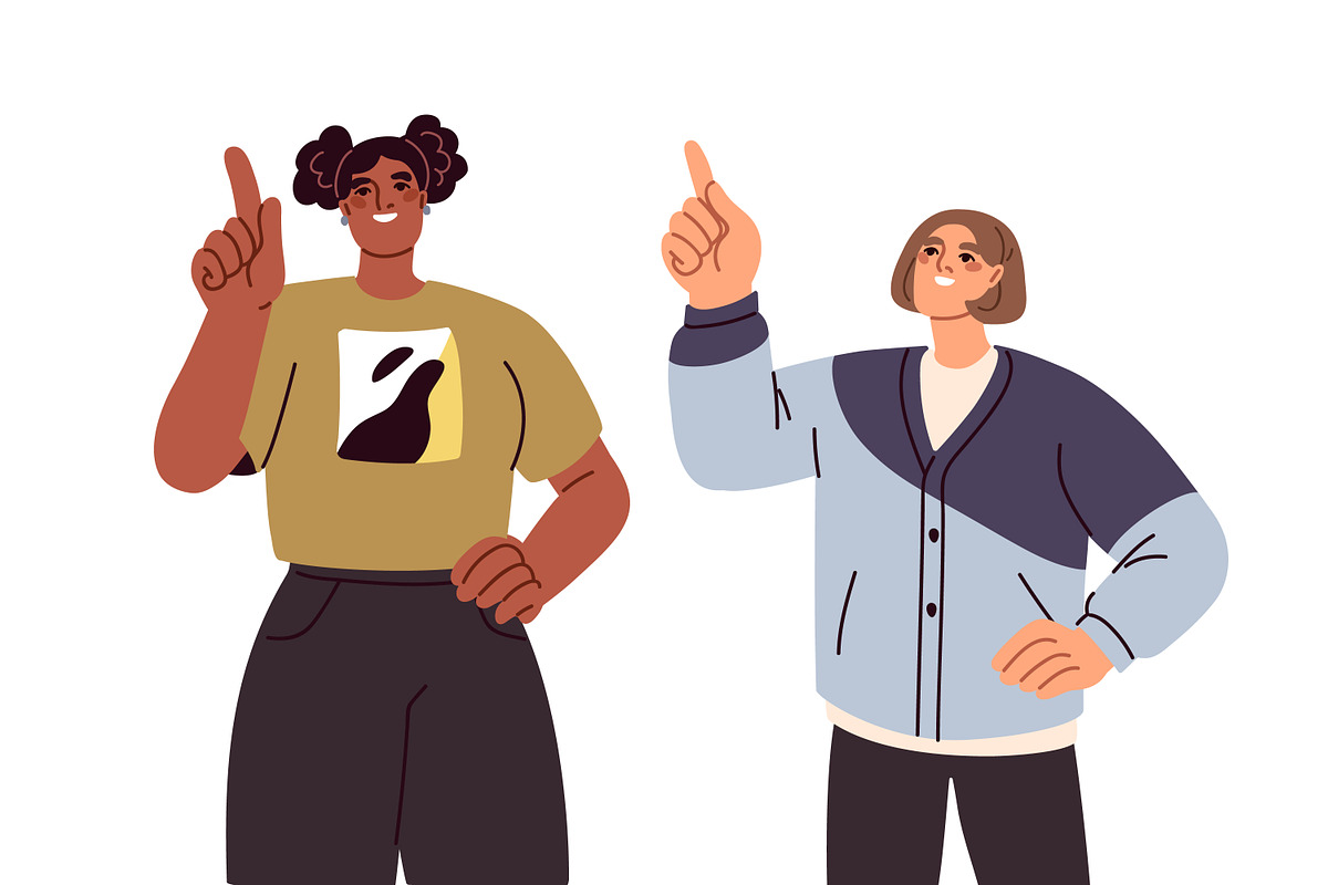 People look up, point with finger, a Person Illustration by Good Studio (Photo 3 of 5)