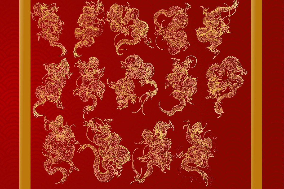 Golden dragon clipart, a Decorative Illustration by TaKong Magics (Photo 5 of 6)