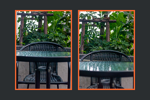 Outdoor Cafe Table and Wicker Chair, a Background Photo by AMMi