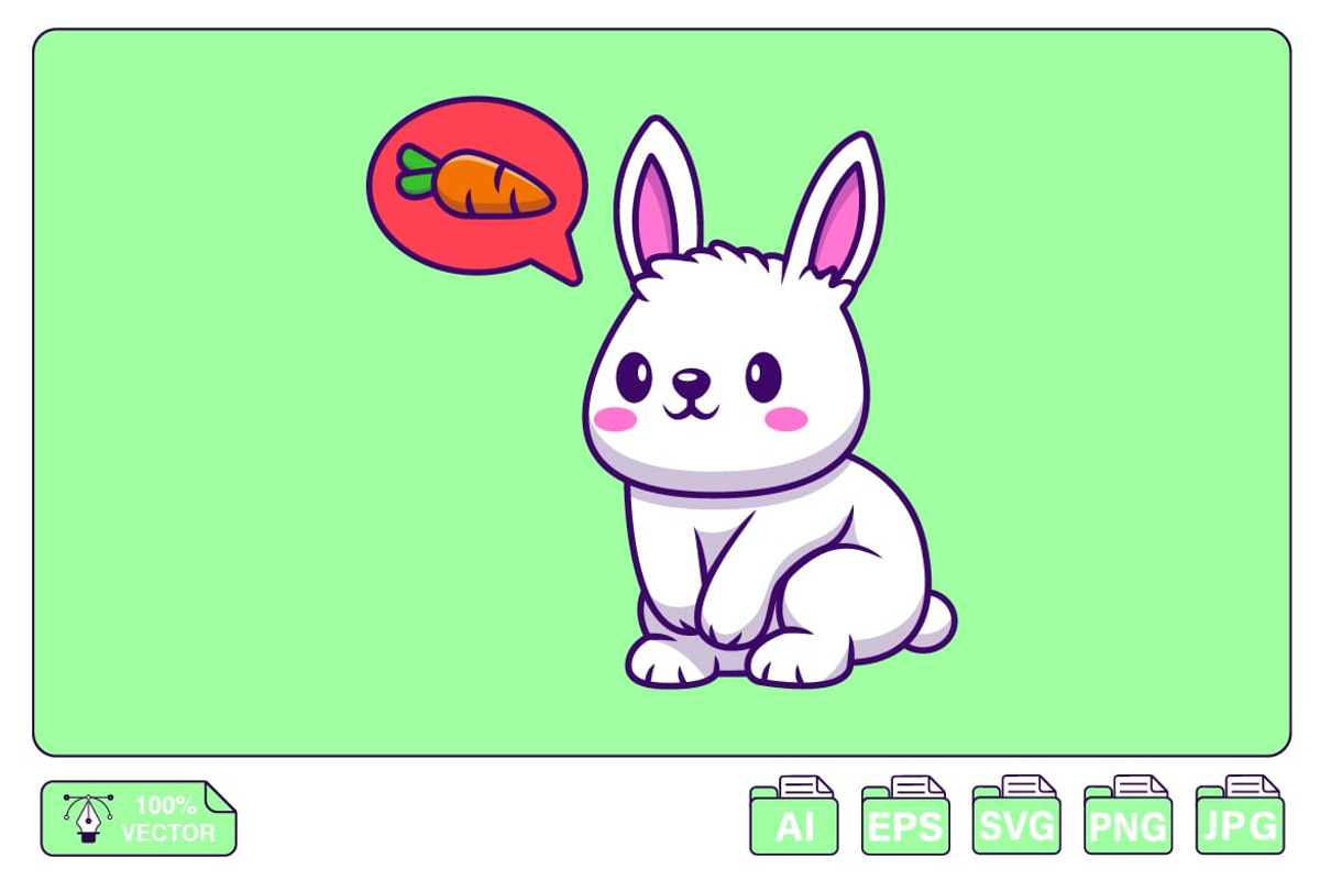 Cute Rabbit Think Carrot, an Animal Illustration by Artstorystudio (Photo 1 of 3)