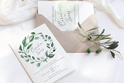 6 Piece Greenery Wedding Invite Set, an Invitation Template by R Whitehurst Design (Thumbnail 1 of 11)
