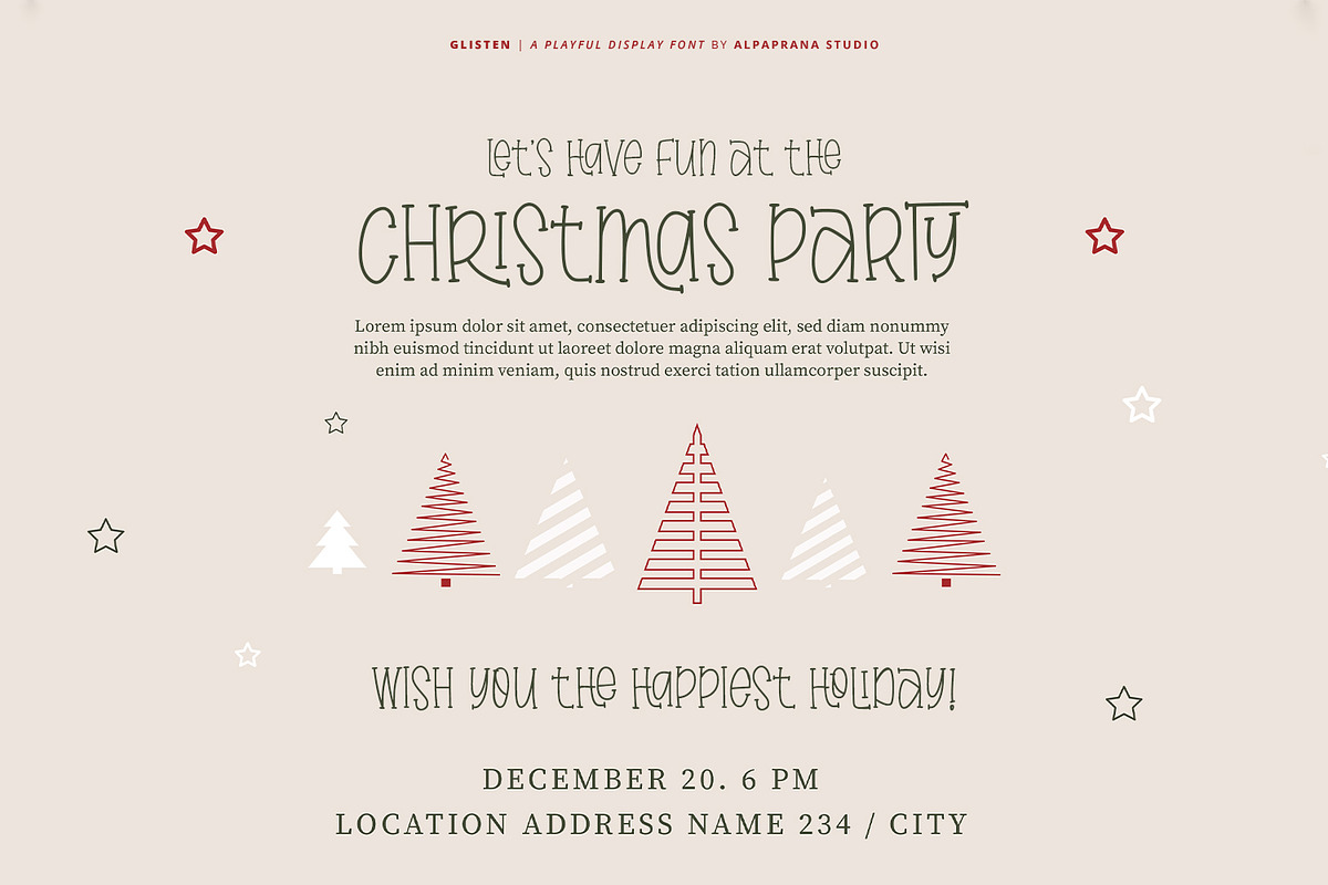 Glisten - Playful Font, a Script Font by Alpaprana (Photo 2 of 12)