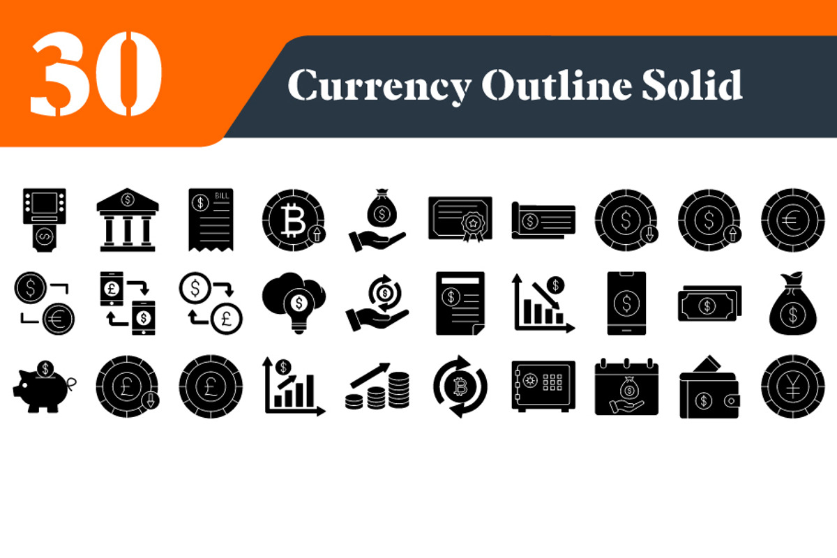 Currency Solid Icons Bundle, a Solid Icon by EllaMaiyaali (Photo 2 of 3)